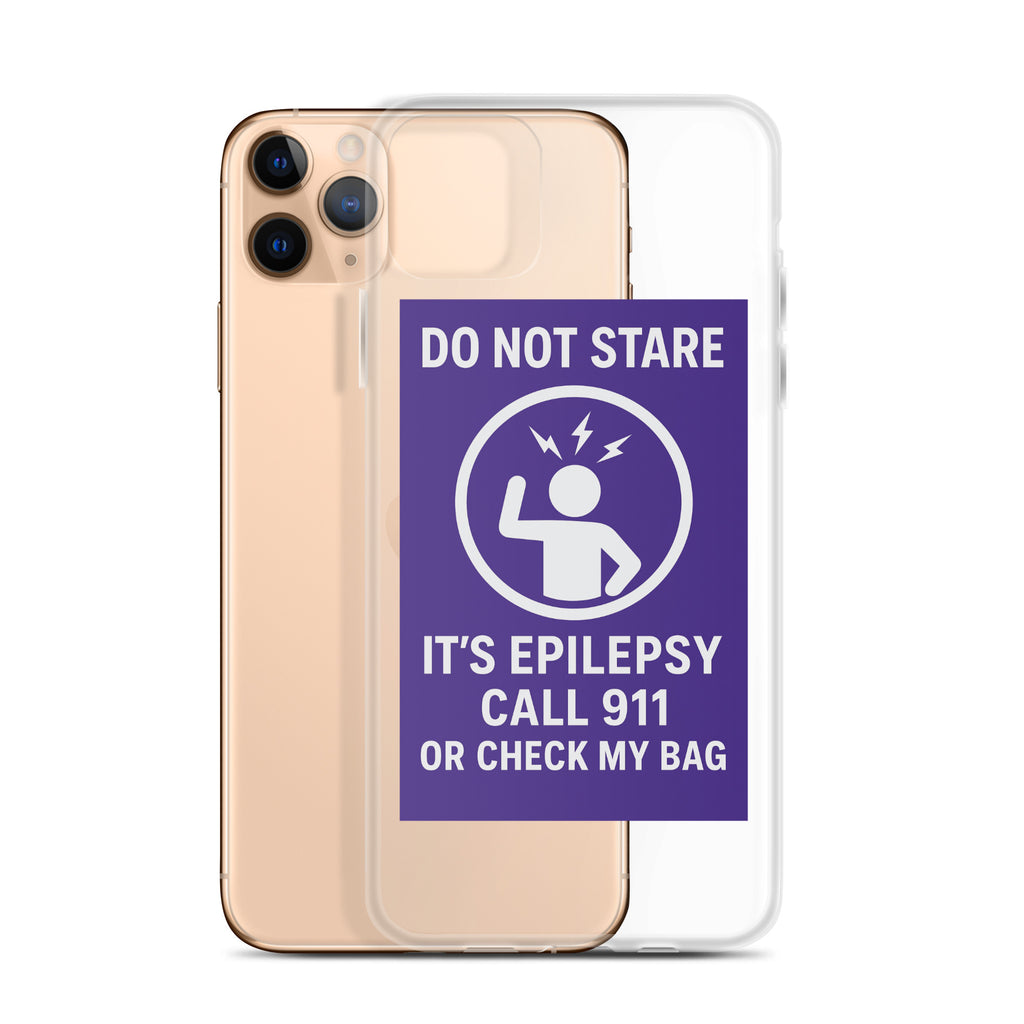 Phone case with epilepsy awareness message on a white background